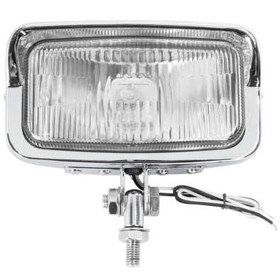 Bates Style Rectangular Motorcycle Headlight - Clear Lens - Chrome