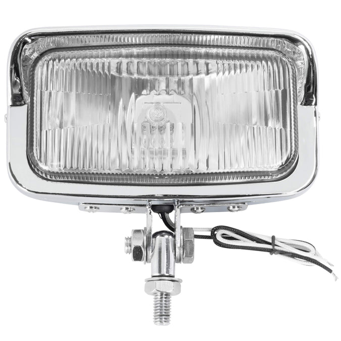 Bates Style Rectangular Motorcycle Headlight - Clear Lens - Chrome