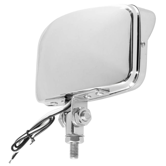 Bates Style Rectangular Motorcycle Headlight - Clear Lens - Chrome