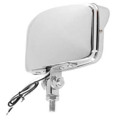 Bates Style Rectangular Motorcycle Headlight - Yellow Lens - Chrome
