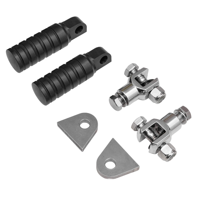FTCL - SHoRTi Foot Pegs - 7075 Aluminum - Black Anodized - Deluxe Weld-on Kit