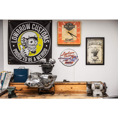 Lowbrow Customs Bonneville Stamped Metal Shop Signs