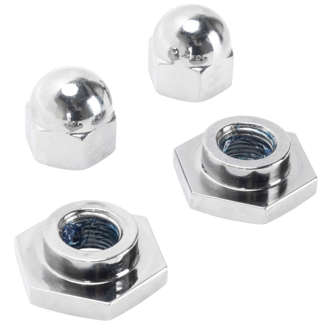 Spring Retainer & Acorn Nut Set - Chome - for Straton Springers & 1936-48 Harley-Davidson Big Twin Springers 1936-52 45's