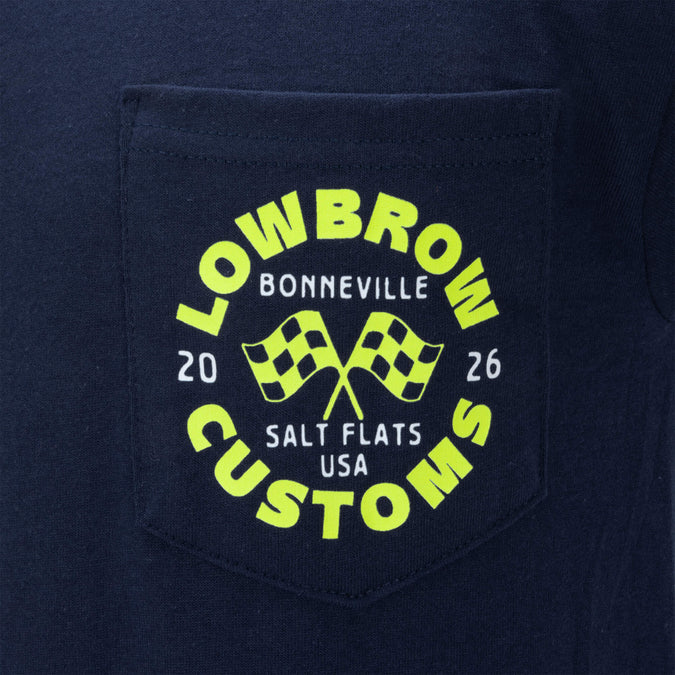 Bonneville Salt Flats 2026 Racing Support Pocket T-Shirt - Navy