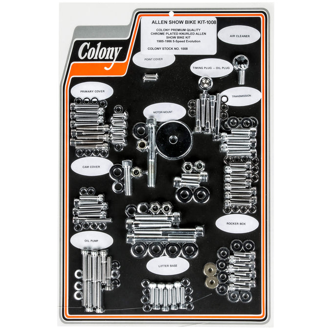 #1008 Complete Show Bike Kit Allen Hardware Harley-Davidson 1985-1986 Evo 5 Speed - Chrome Plated