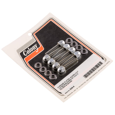 #2225-8 Lifter Base Screw Acorn Screw Kit 2004-Up Harley-Davidson Sportster - Chrome Plated