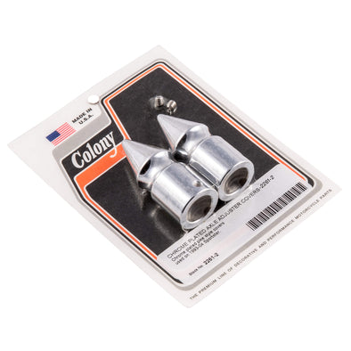 #2261-2 Pike Nut Axle Adjuster Covers 1993-2004 Harley-Davidson Sportster - Chrome Plated
