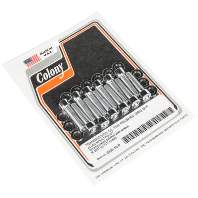 #2400-12-P Transmission Oil Pan Smooth Allen Bolt Kit Harley-Davidson FLT 2007-up - Chrome Plated