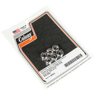 #2952-6 Slotted 1/4-24 thread Nuts Pre-1930 Harley-Davidson Motor Case OEM# 451-09 - Nickel Palted