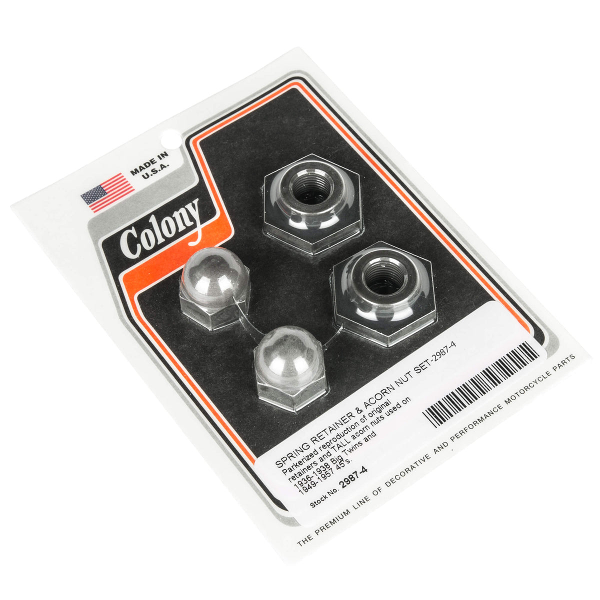 Colony Machine #2987-4 Spring Retainer Acorn Nut Set 1936-1938 Harley ...