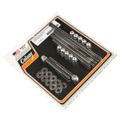 #8124-34 Motor Case Kit Acorn Head 1940-1948 Harley-Davidson Flathead - Chrome Plated