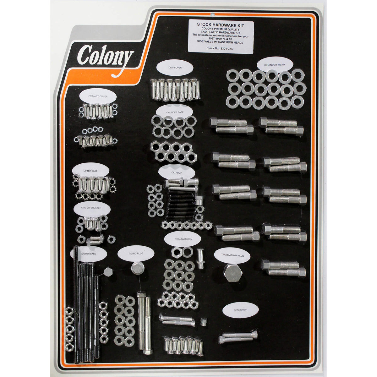 Colony Machine #8304 CAD Complete Stock Hardware Kit - 1937-1939 Harley ...