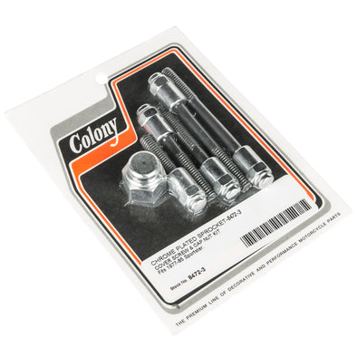 #8472-3 Sprocket Cover Chrome Cap Nut Screw Kit Harley Sportster 77-85