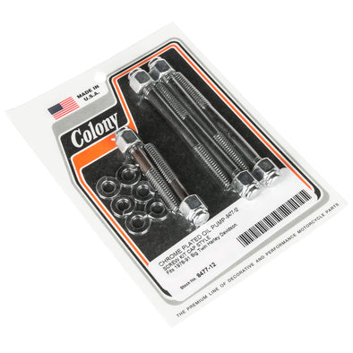 #8477-12 Oil Pump Screw Kit Chrome Cap Style Harley Big Twin 1978-91