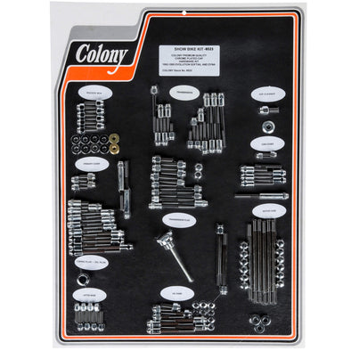 #8523 Complete Show Bike Kit Cap Style Hardware Harley-Davidson 1992-1995 Softail Dyna Glide - Chrome Plated