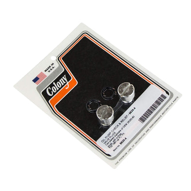 #9635-4 Oil Pump Check & Relief Valve Plugs 1981-Up Harley-Davidson FL/FX - CAD Plated