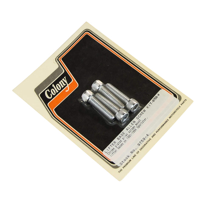 #9759-4 Lifter Base Allen Screw Kit 1991-1994 Harley-Davidson Sportster - Chrome Plated