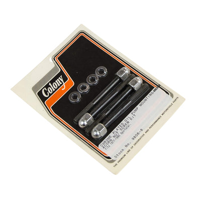 #9806-8 Oil Pump Mounting Bolt Kit Acorn Nut 1977-1990 Harley-Davidson Sportster - Chrome Plated