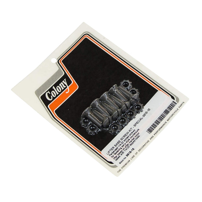 #9816-16 Lifter Base Screw Kit 1/4-20 Harley-Davidson Aftermarket Cases - Parkerized