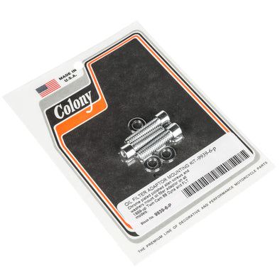 #9939-6-P Oil Filter Adaptor Mounting Kit Smooth Chrome Allen Harley 99-up Twin Cam Dyna FLT