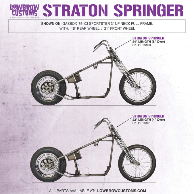 Straton Springer Front End - 20" Length (2" Over Std.) - Chrome