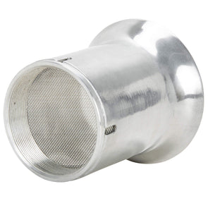 Close-up of a British Standard aluminum velocity stack designed for vintage motorcycle carburetors