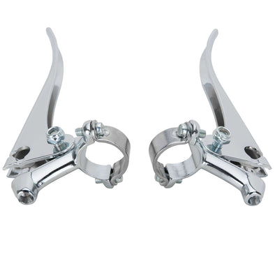 Chromed Steel Brake and Clutch Blade Levers Control Set for 1 inch Bars