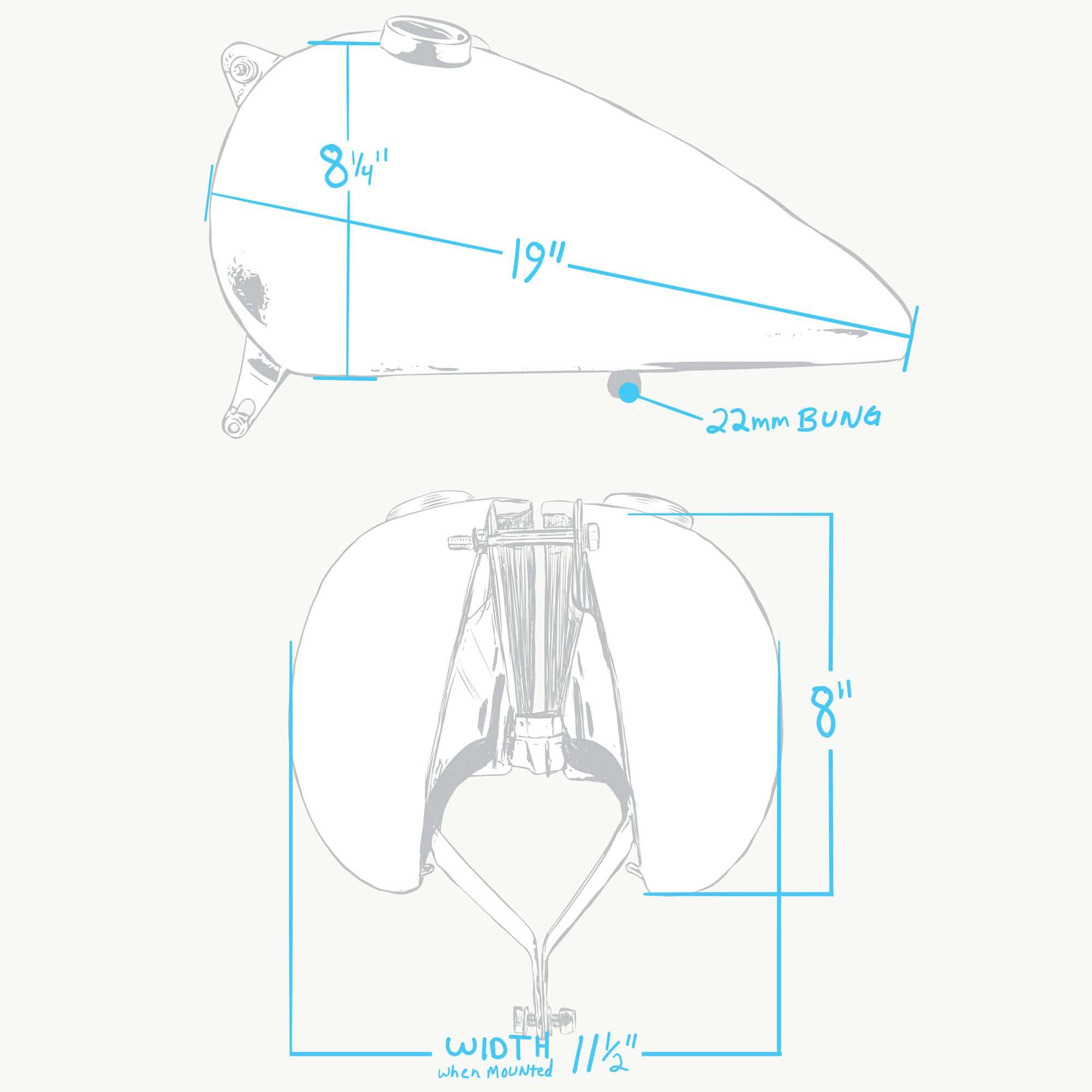 Lowbrow Customs WX Split Gas Tanks - Bolt-On for 1936 - 1984 Big