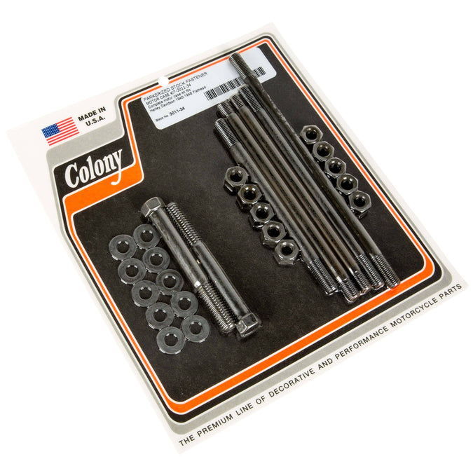 #3011-34 Stock Fastener Motor Case Kit 1940-1948 Harley-Davidson Flathead - Parkerized