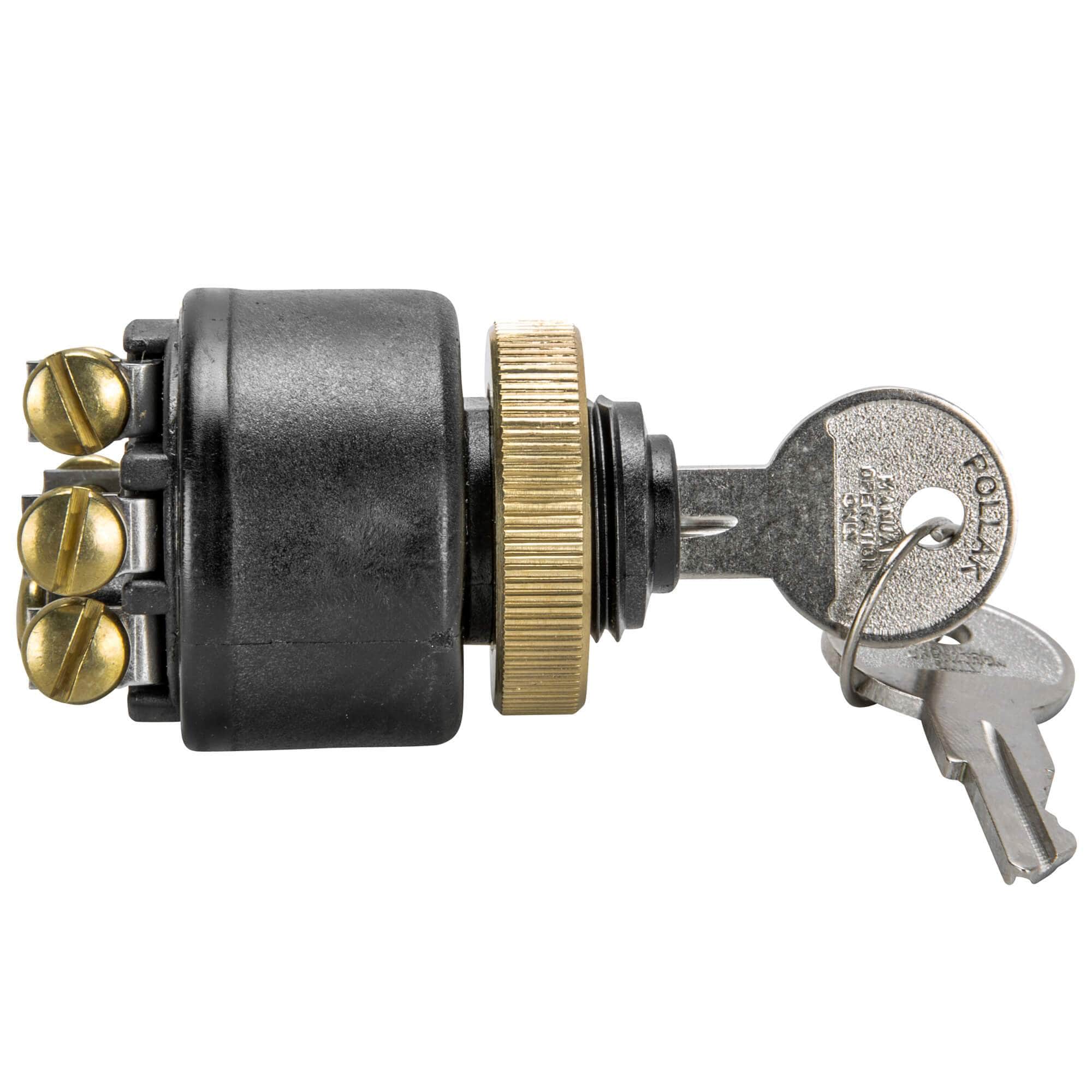 Lowbrow Customs Weatherproof Starter Ignition Switch - Brass Bezel