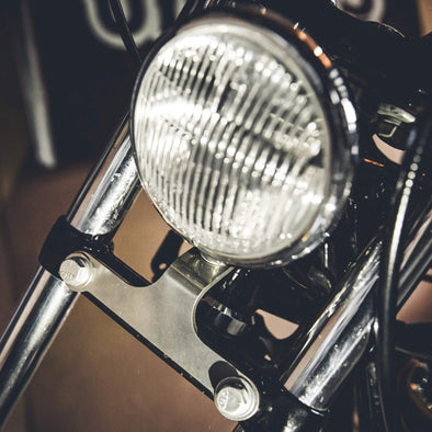 35mm Harley-Davidson Narrow Glide Headlight Mount - Tumbled Stainless