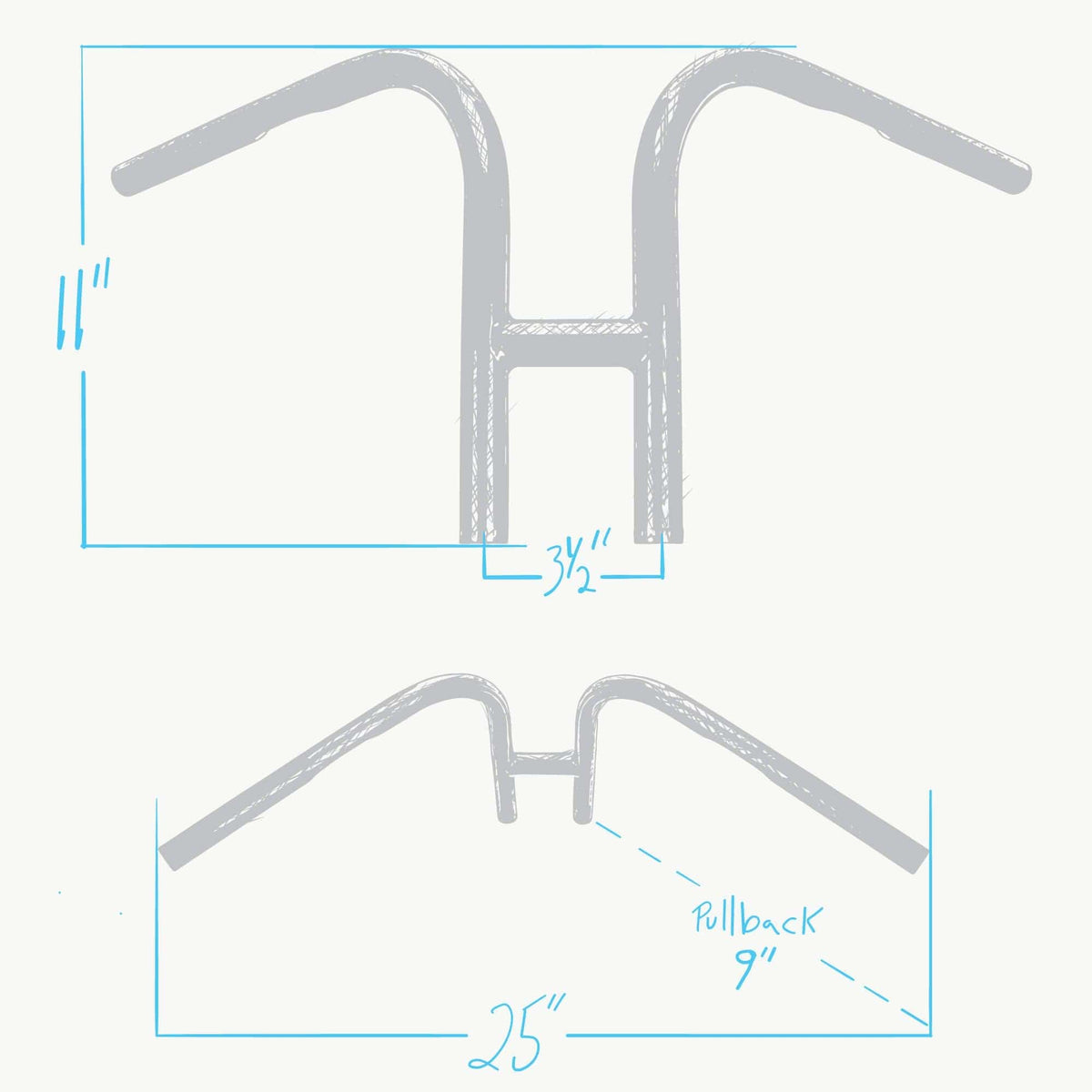 Lowbrow Customs Rabbit Ears Handlebars - 1 inch - Black