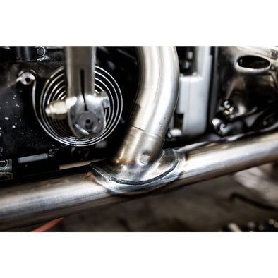 Exhaust Pipe Set 2-into-1 1970-84 Harley Cone Shovelhead - Bare Steel OEM # 65435-70