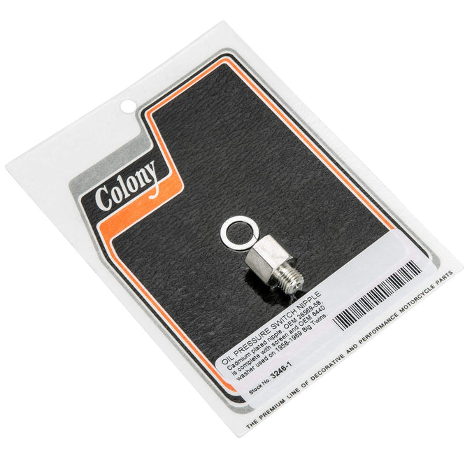 #3246-1 Oil Pressure Switch Nipple 1958-1969 Harley-Davidson Big Twins - CAD Plated