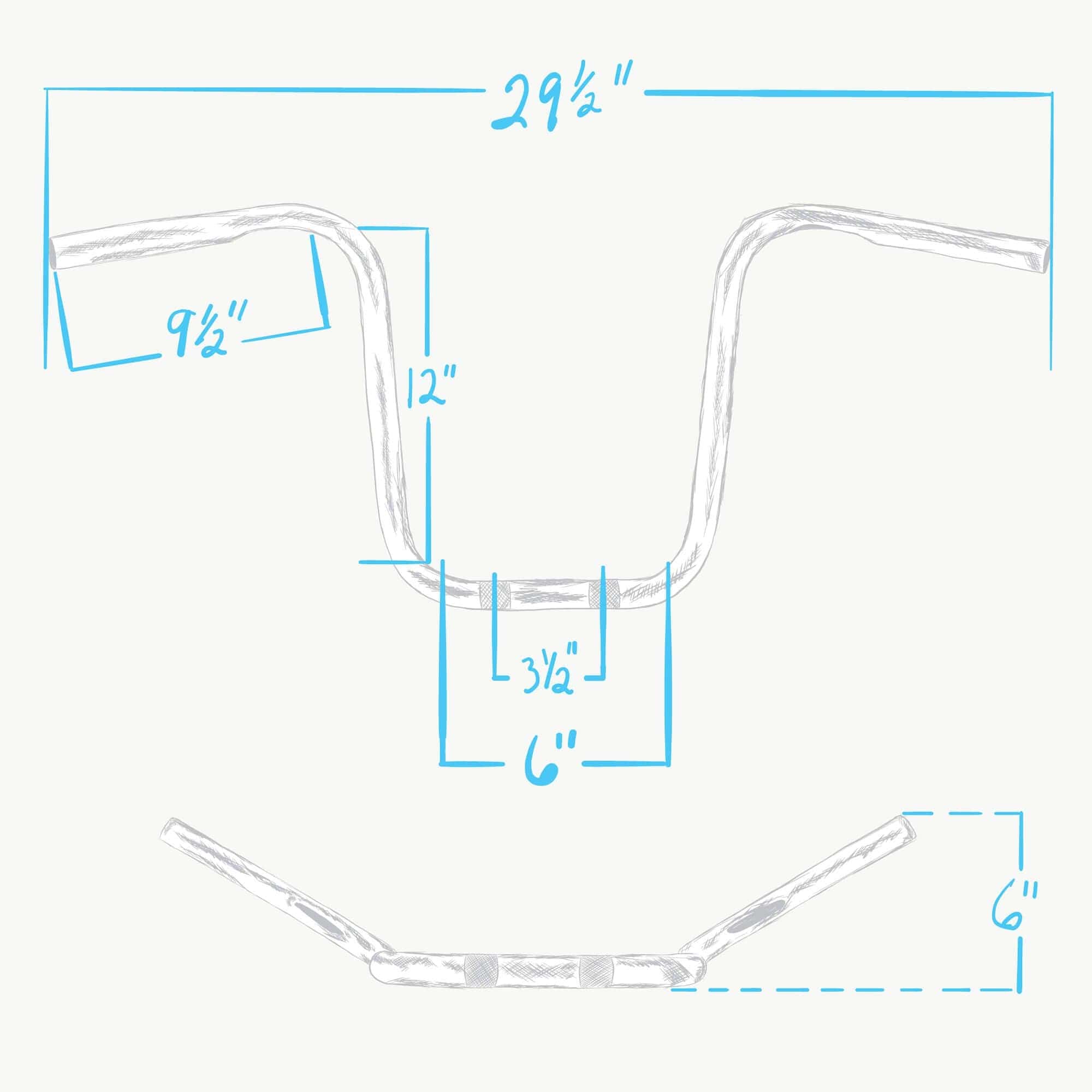 Cycle Standard Ape Hanger Handlebars - 1 inch - 12 inch Rise - Chrome ...