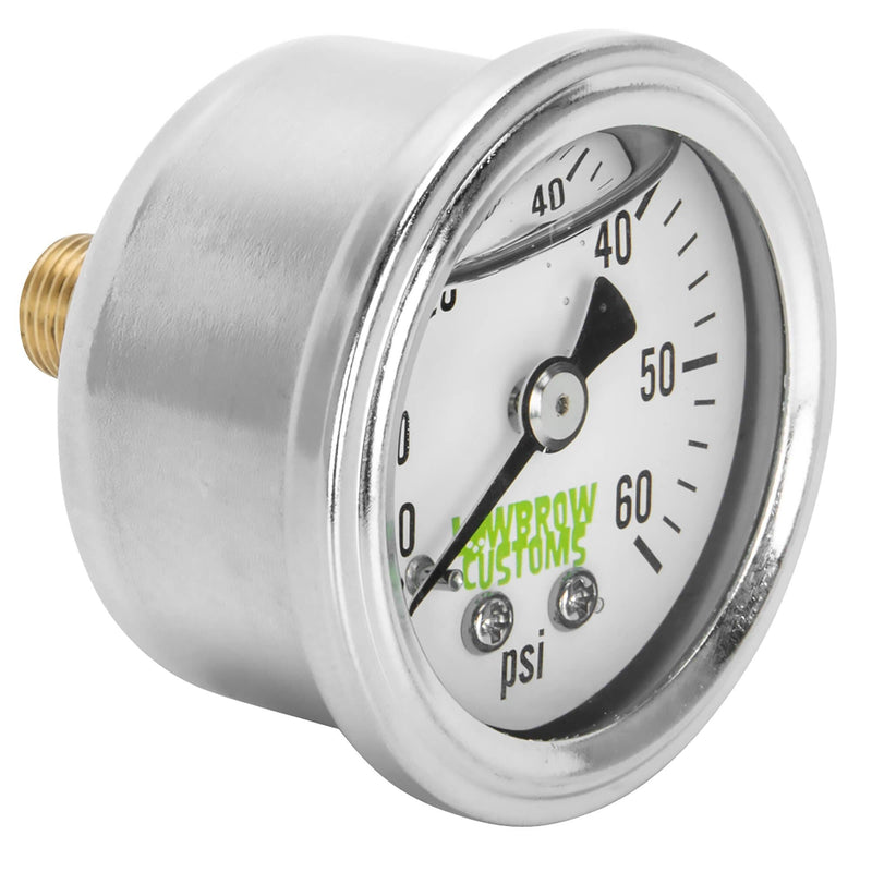 Chrome Rocker Box Shaft End Oil Pressure Gauge For Harley Ironhead & Shovelhead (1971-Up) - 0-60 PSI, Liquid Filled