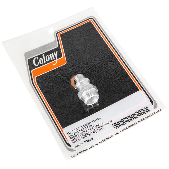 #3326-2 Oil Pump Cover to Oil Filter Line Fitting 1950-1957 Harley-Davidson Big Twin - CAD Plated