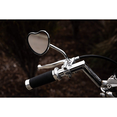 Black Heart Motorcycle Mirror - Perch Mount - Black