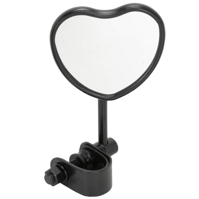 Black Heart Motorcycle Mirror - Clamp On - Black