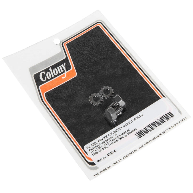 #3335-4 Wheel Brake Cylinder Mounting Bolts 1958-1972 Harley-Davidson FL/FLH 1958-Up Sidecars - Parkerized