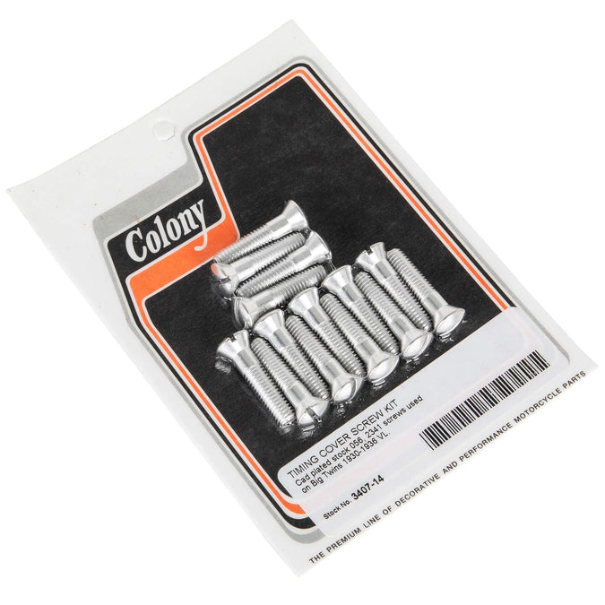 #3407-14 Timing Cover Screw Kit 1930-1936 Harley-Davidson VL - CAD Plated