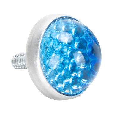 Glass License Plate Round Reflector - Light Blue