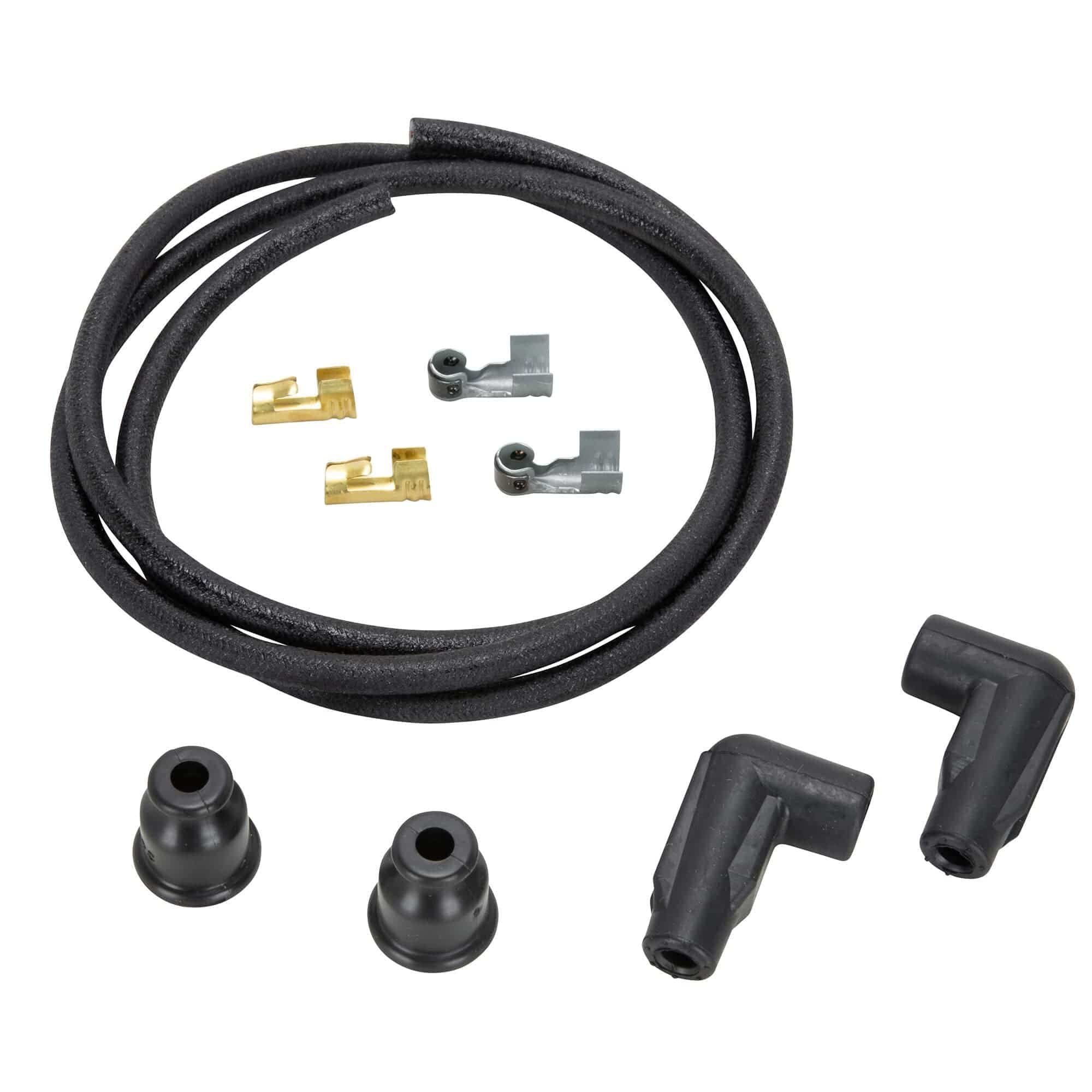 Lowbrow Customs 7mm Cloth 90 Degree Spark Plug Wire Sets - Satin Black
