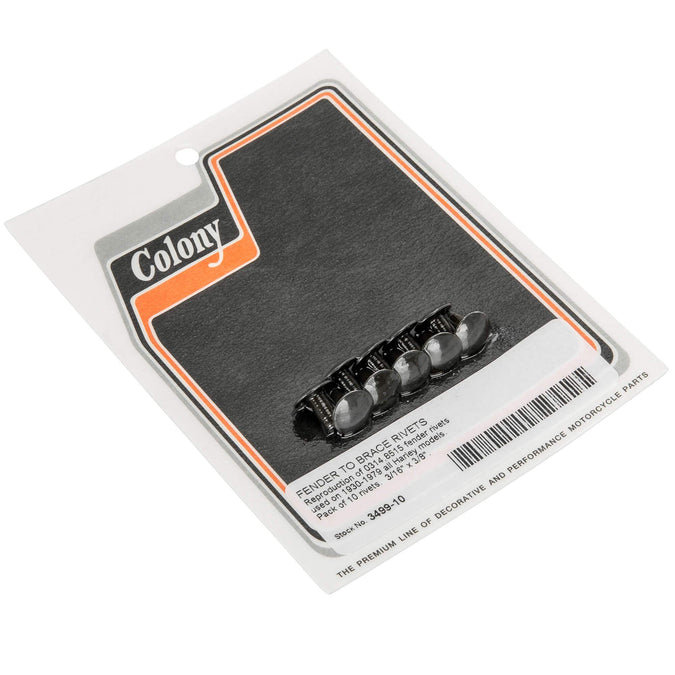 #3499-10 3/16 x 3/8 Fender to Brace Rivets 1930-1979 Harley-Davidson All Models