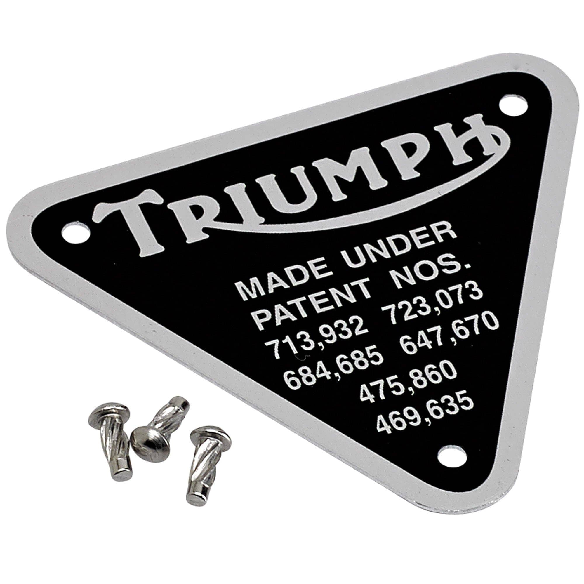 Genuine Triumph Patent Plate 70-4016 T100 TR6 T120 TR7 Tiger T140 Genuine Triumph Patent Plate 70-4016 T100 TR6 T120 TR7 Tiger T140