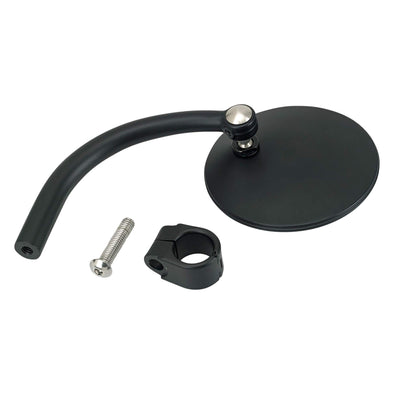 Utility Mirror Round CE Clamp-on Mount - 1 inch Handlebars - Black
