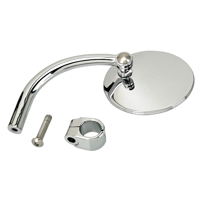 Utility Mirror Round CE Clamp-on Mount - 7/8 inch Handlebars - Chrome