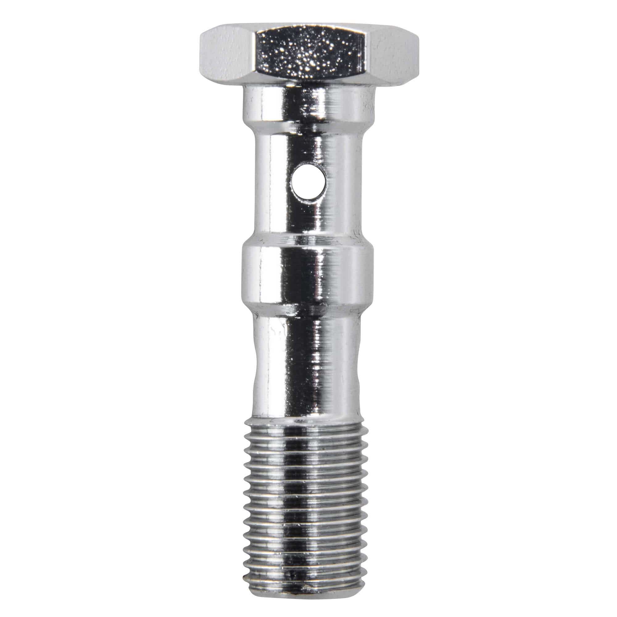 Double Banjo Bolt With Crush Washers – M10 X 1.25, Chrome, For Caliper/Master Cylinder