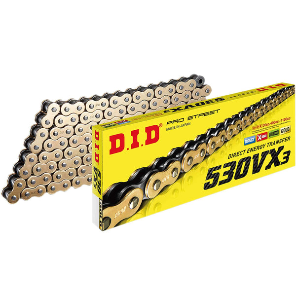 D.I.D. Chains 530 VX3 X-Ring Chain - 130 Links - Gold – Lowbrow