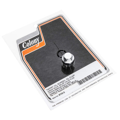 #8703-2 Oil Pump Screen Check Relief Plug 1981-Up Harley-Davidson Big Twins - Chrome Plated